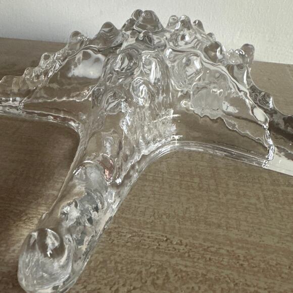 STARFISH Hand Blown Clear Art Glass Paperweight Beach House Ocean decor - Picture 2 of 9